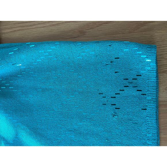 READ St John Evening Mock Neck Knit Midi Dress Women Size 6 Teal Y2K Glam Event - Picture 11 of 16